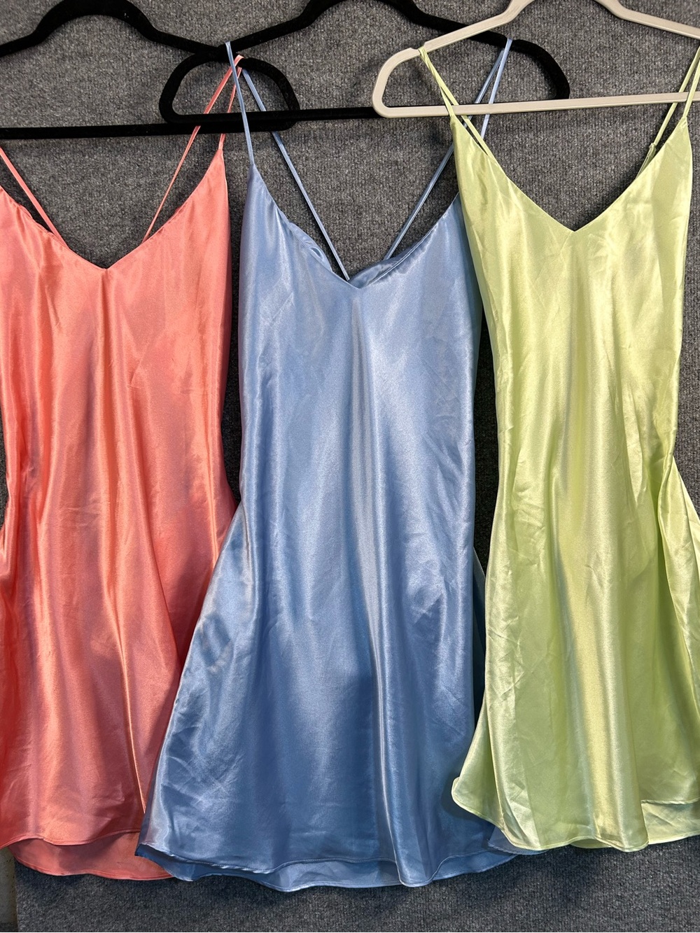 Y2K Victoria's Secret Satin Slip Mini Dresses - strappy back! Lot of 3!